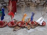 Mustang Lo Manthang Tiji Festival Day 3 06-4 Dorje Jono Cuts Up His Demon Father Into Five Pieces Dorje Jono then divides the remains of his demon father into five pieces and gives them to five people on day three of the Tiji Festival in Lo Manthang.